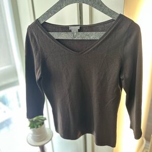 ANN TAYLOR V-Neck Sweater Dark Brown XSP Petites